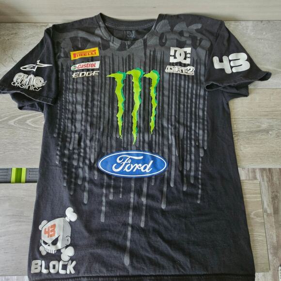 Vintage Y2K 90s Ken Block DC Shoes Graphic Shirt Size L Monster Energy Ford Logo - Picture 1 of 14